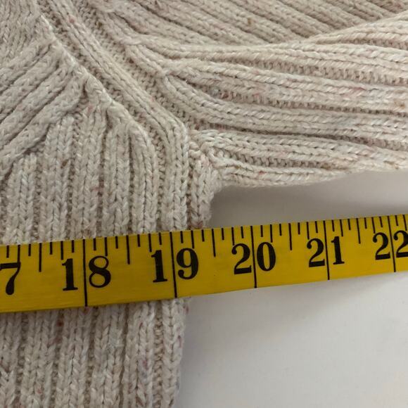 LIZ CLAIBORNE LIZWEAR JEANS Large Cream Moral Ribbed‎ Knit Crew Neck Cotton Wool - Picture 10 of 11